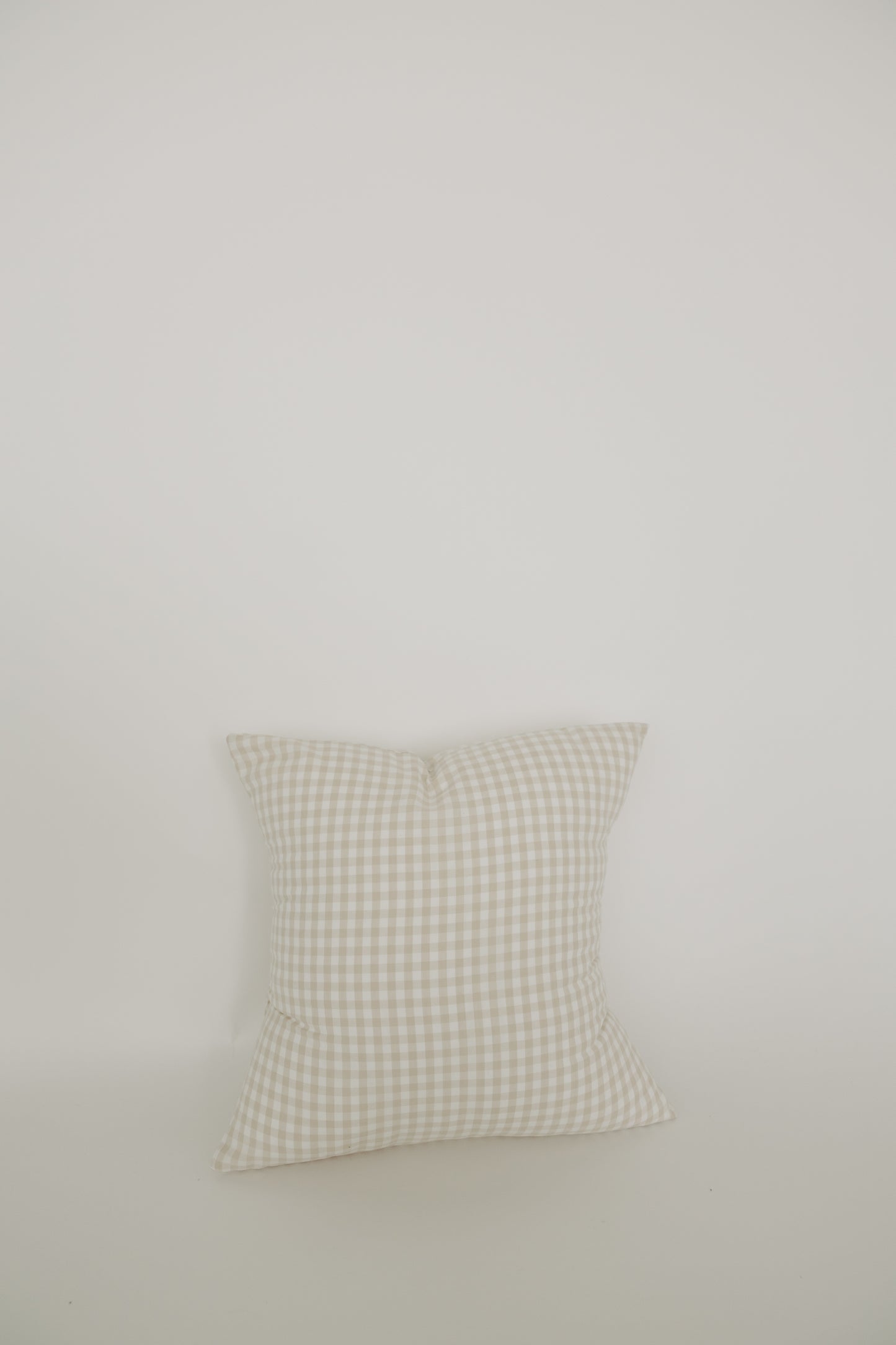 Beige Gingham Cottage Throw Pillow Cover