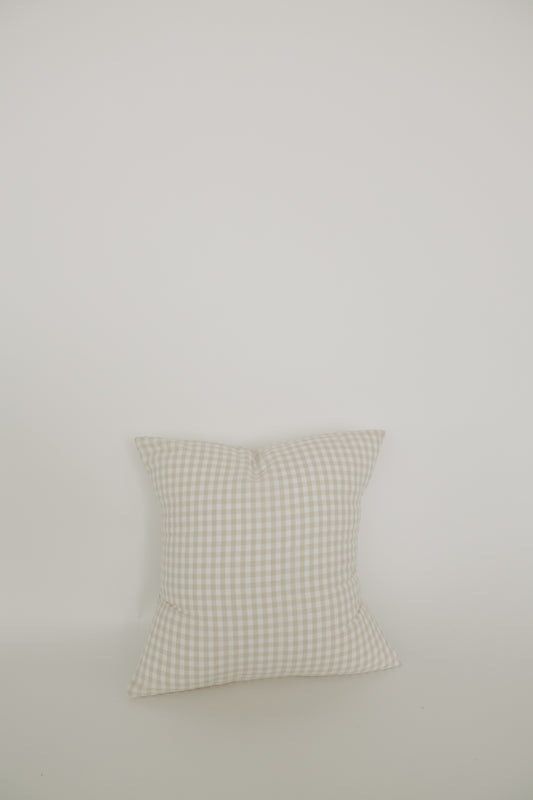 Beige Gingham Cottage Throw Pillow Cover