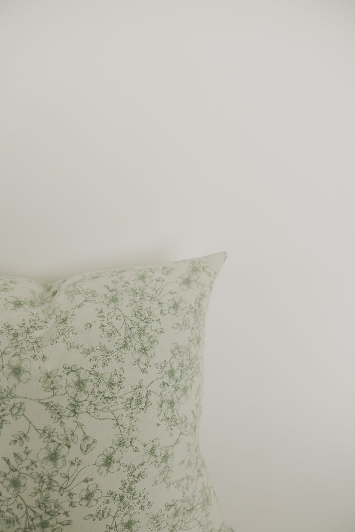 Beige & Sage Floral Throw Pillow Cover
