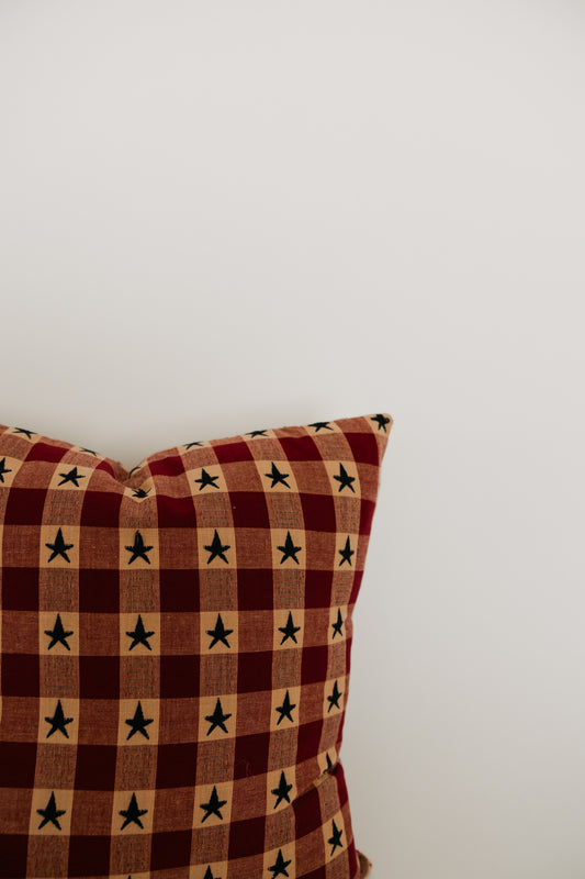 Colonial Red & Blue Throw Pillow Cover