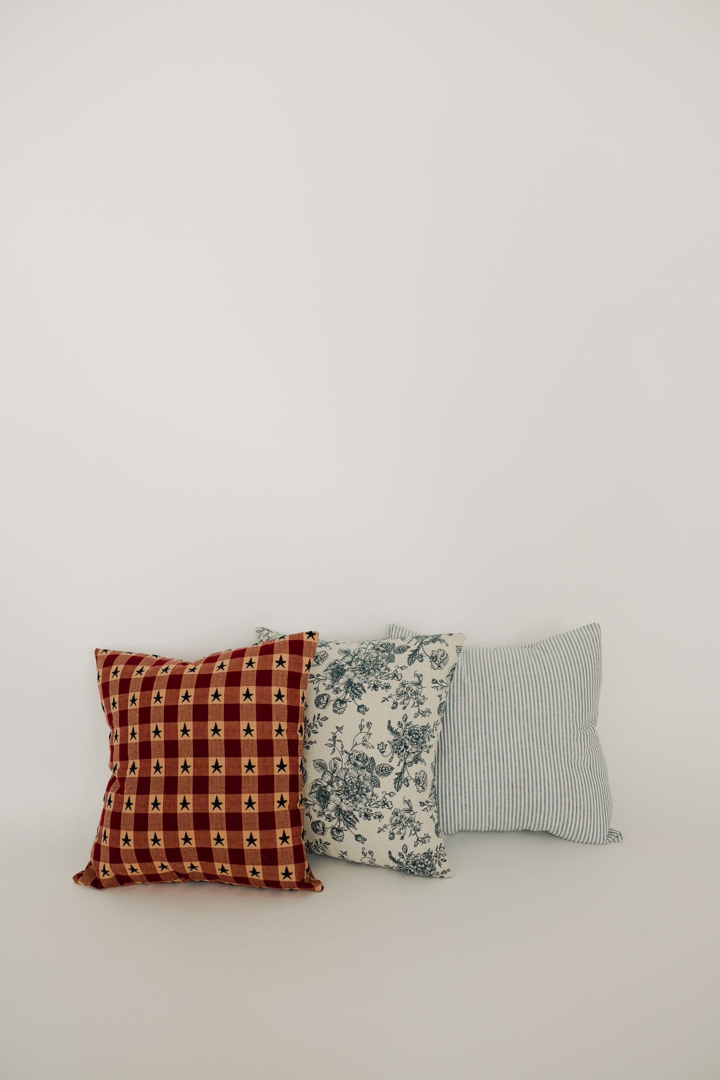 French Blue & Beige Floral Throw Pillow Cover