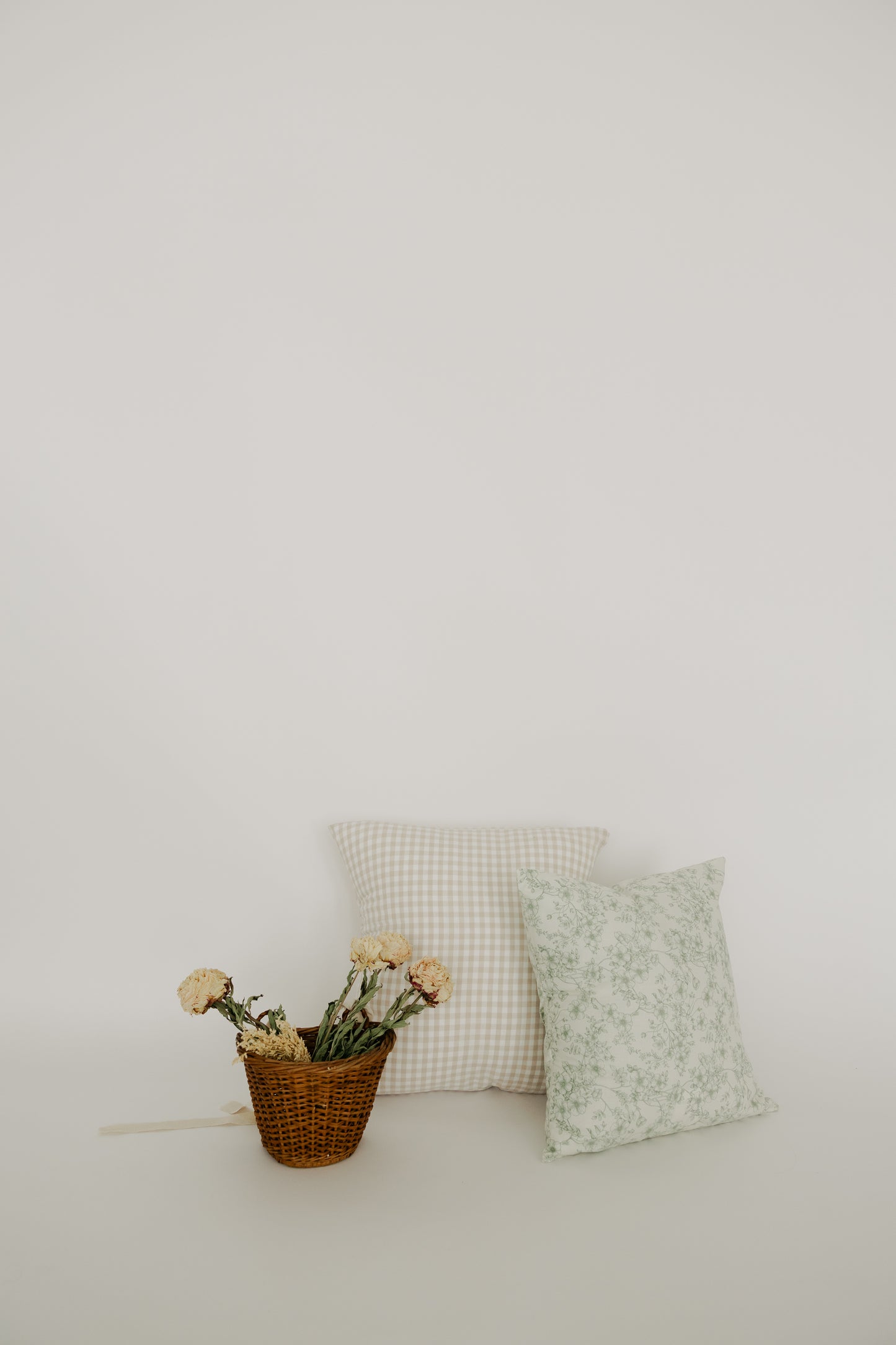 Beige & Sage Floral Throw Pillow Cover