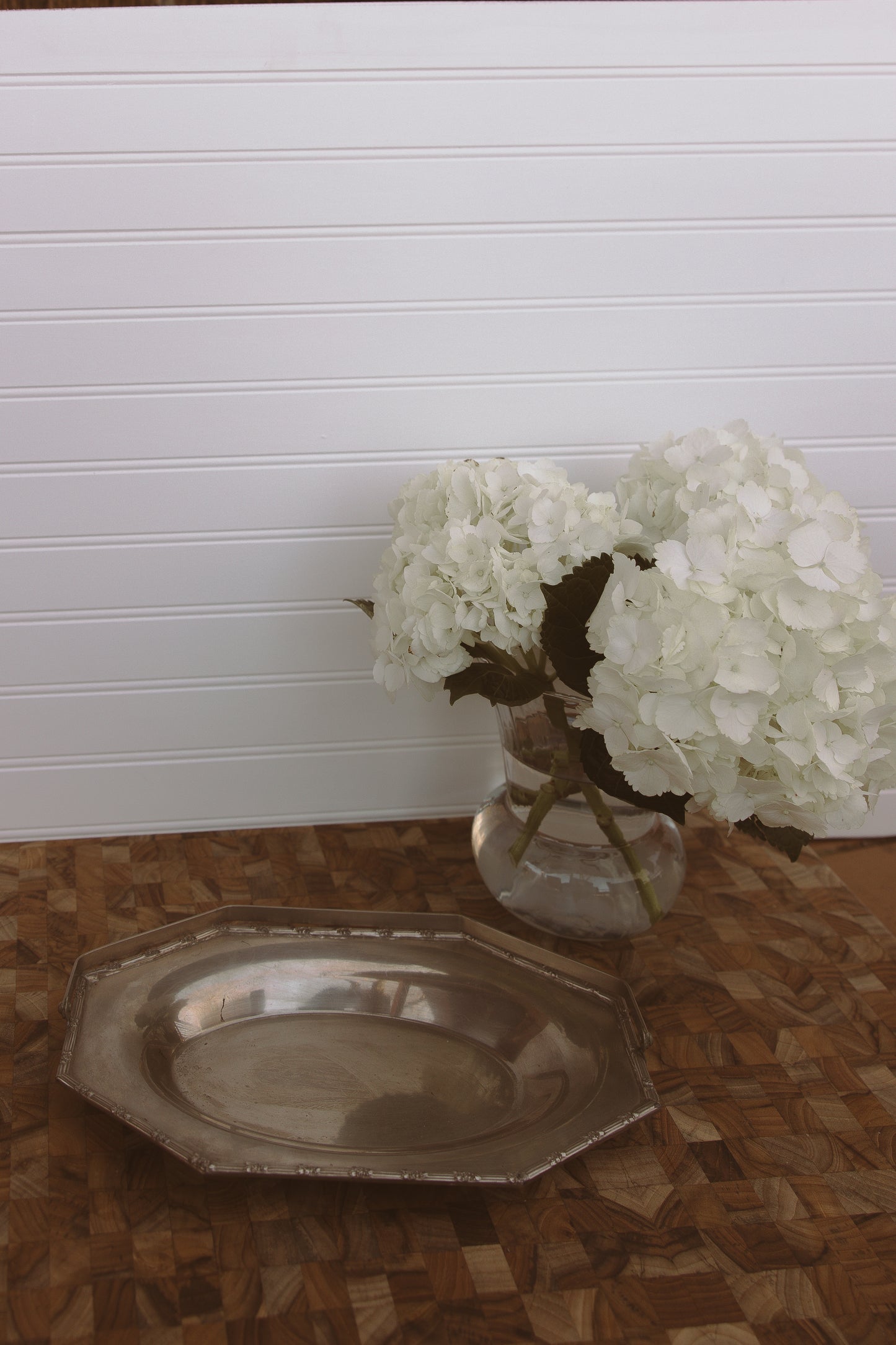 metallic silver tray with handle