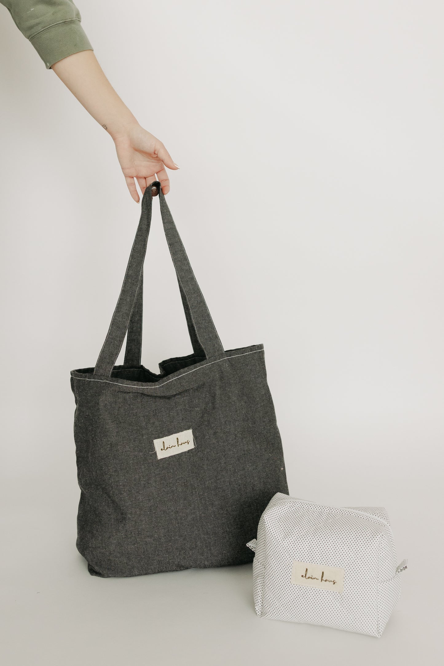 Ivy Tote | Black "Denim" Market Bag