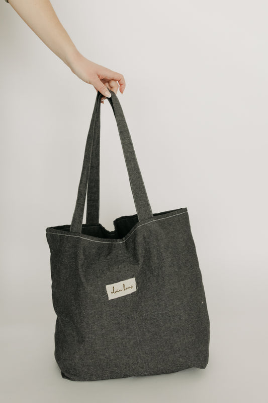 Ivy Tote | Black "Denim" Market Bag