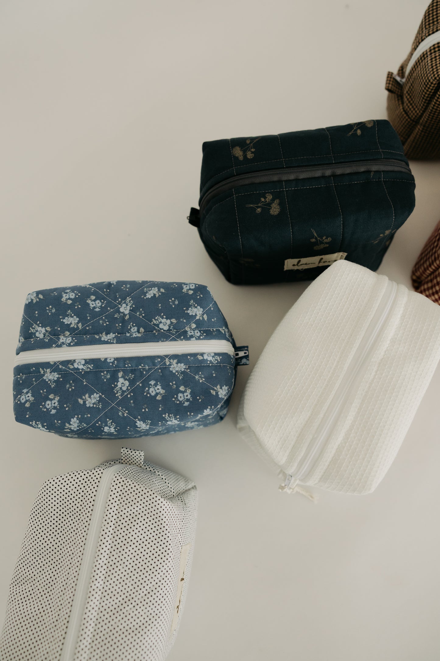 Quilted Blue Floral Toiletry Bag