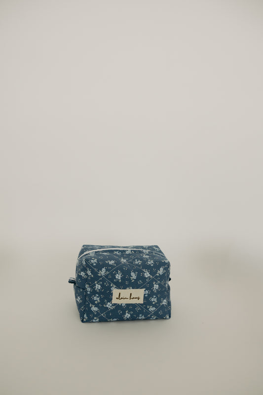 Quilted Blue Floral Toiletry Bag