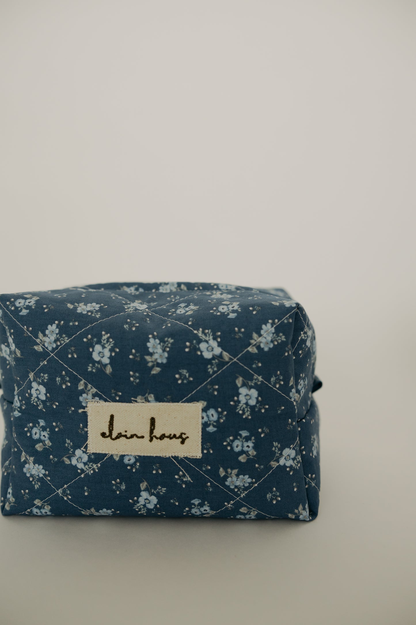 Quilted Blue Floral Toiletry Bag