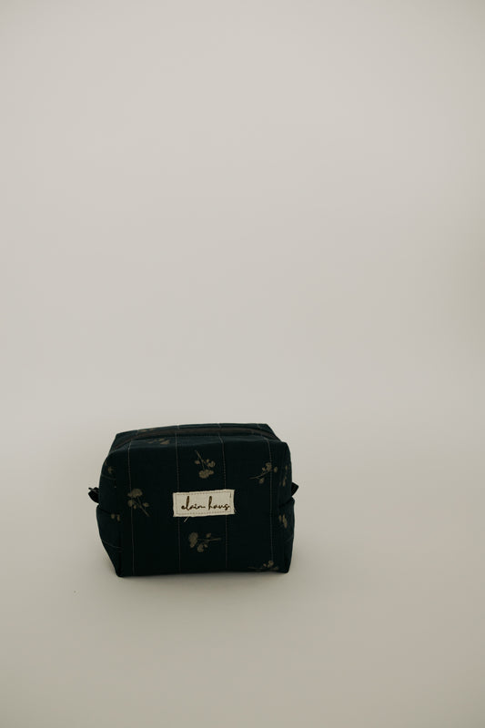 Navy Blue Floral Toiletry Bag