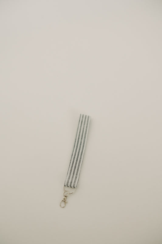 Blue & White Striped Cotton Keychain
