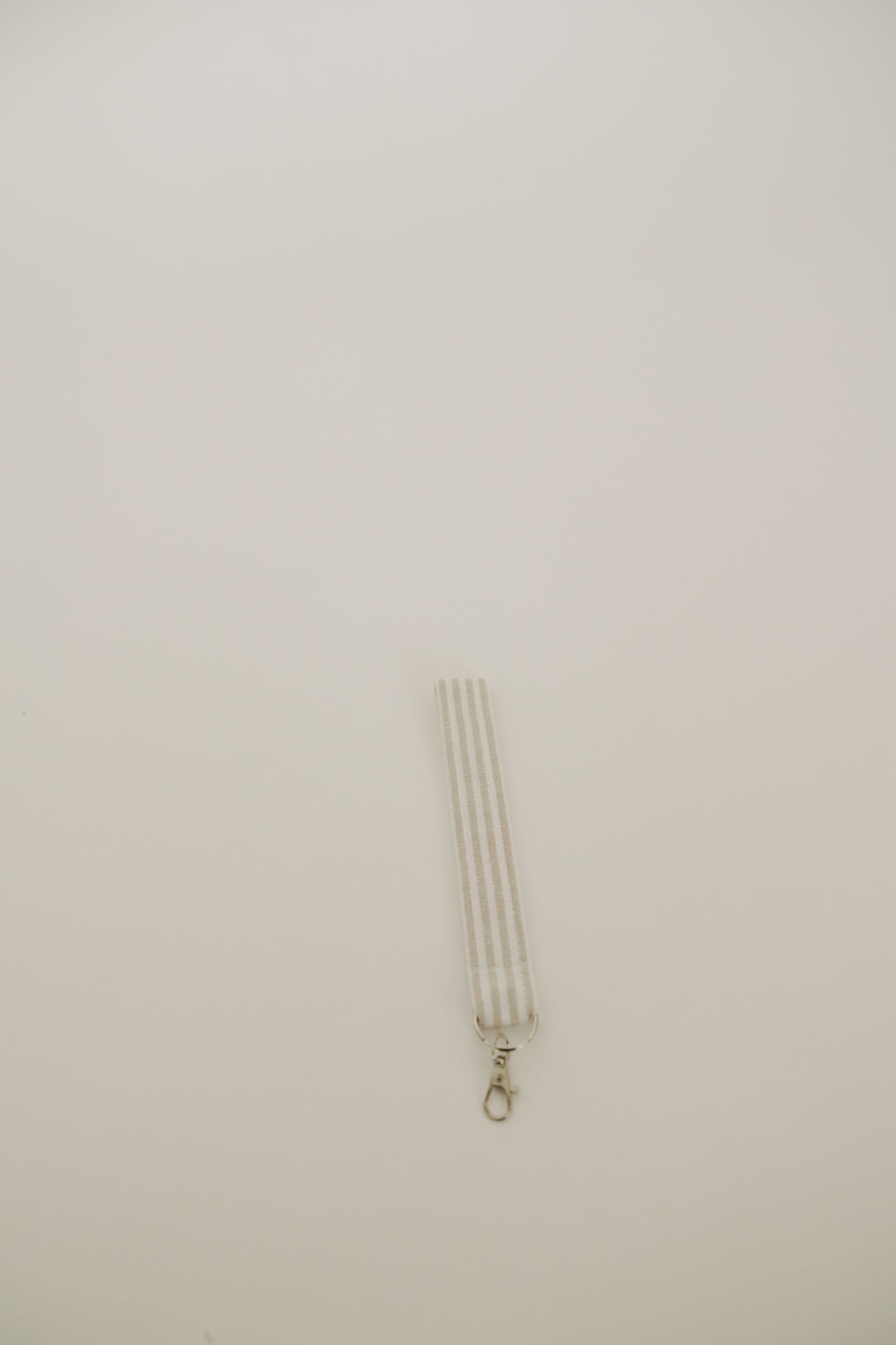 Beige & White Striped Cotton Keychain